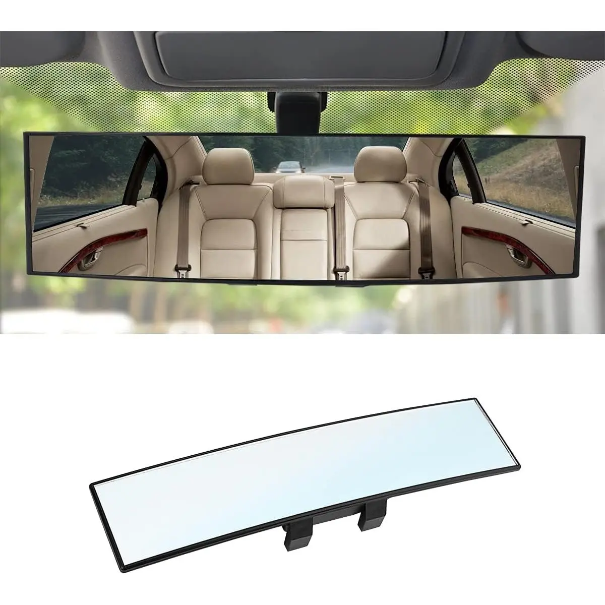 XINLIYA Car Rearview Mirror, Clip-on Panoramic Rear View Mirror for Car, Wide Viewing Range, 12inch Universal Use for Cars, SUVs, Trucks, Vehicles