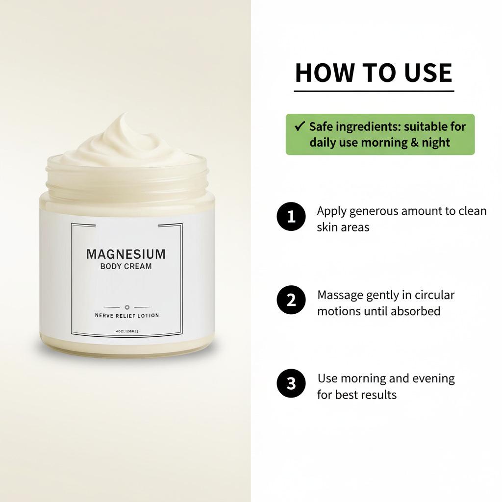 Nerve Relief Cream Nerve Relief Lotion with Magnesium Neuropathy Cream with Magnesium Chloride and Pure Ingredients for Foot & Leg Care Fast-Absorbing Non-Greasy Formula