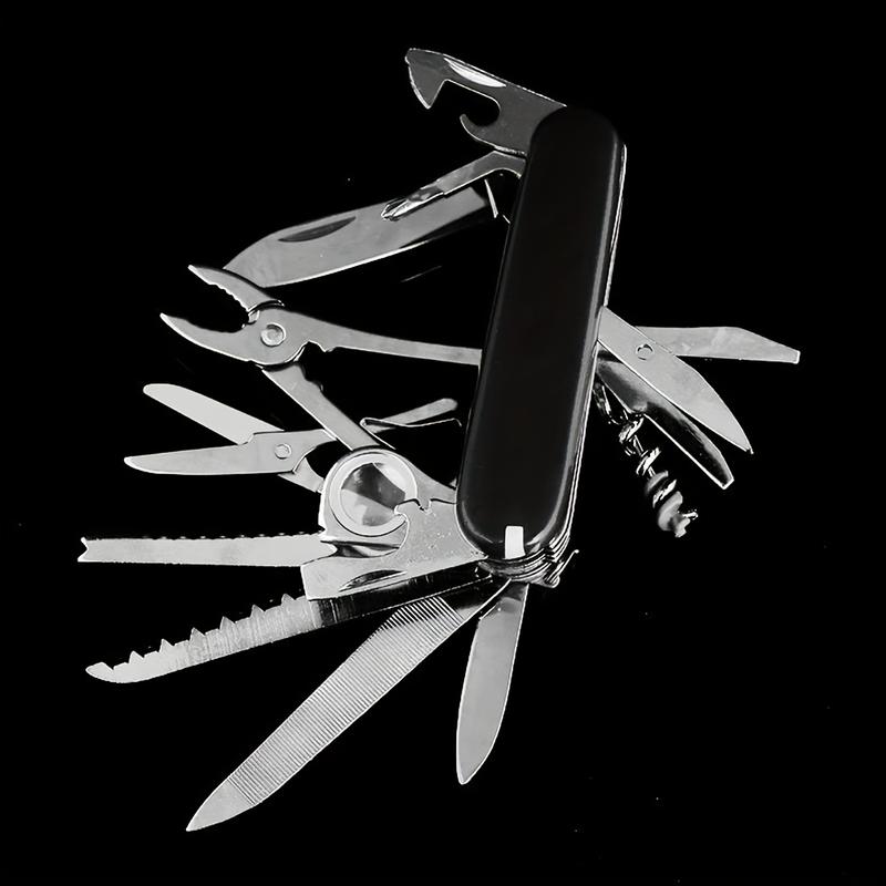 17 IN 1 Multi-Function Swiss Knife Tool, Portable Folding Knife with Pliers, Scissors, Magnifying Glass, Pocket Camping Knife Set, Multi-Function Screwdriver Tactical Equipment