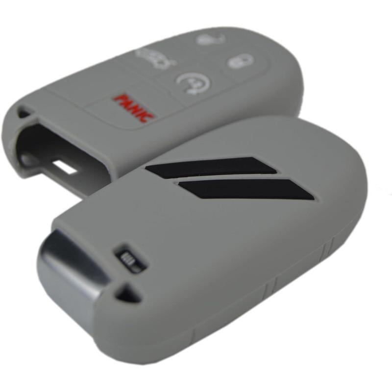 // Slash Silicone Key Fob Cover Case Protector for Dodge Charger Challenger SRT Hornet R/T Dart Durango Journey Replacement Remote Keyless 5 Buttons Key Fob Case Accessories