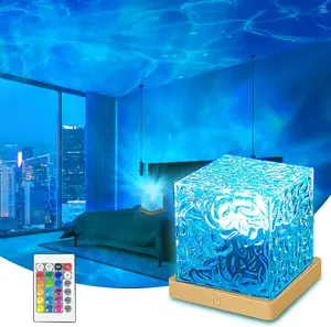 Water Ripple Projector Lamp, RGB Ocean Wave Light with Remote, Color Changing Mood Light for Bedroom, Gaming Room, Party Decor