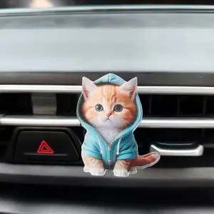 2D Flat Cat Car Air Vent Aromatherapy Clip, Cute Kitty Design, Essential Oil Diffuser, Perfect for Car Interior Decor