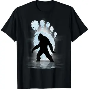 Bigfoot Footprint Moon Light Funny Sasquatch T-Shirt
