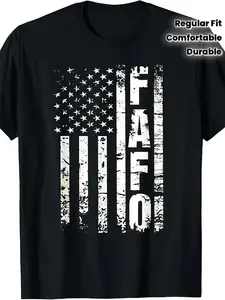 FAFO American Flag Graphic T-Shirt Hoodie - Patriotic Distressed Design, Black Casual Pullover with Bold White Lettering, Regular Fit Round Neck for Men & Women, All-Season Comfort, American Flag Clothes, Comfortable Clothing, Durable Fabric