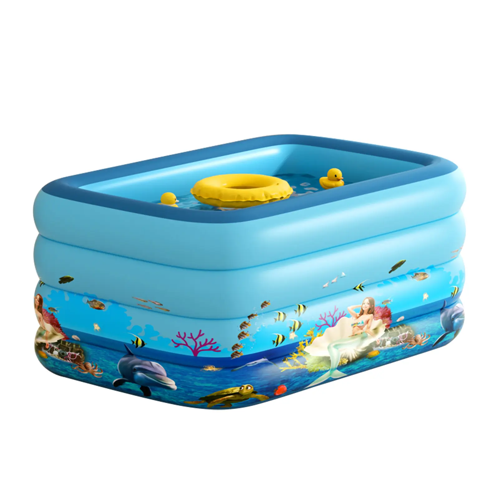 Inflatable Rectangular Pool for Kids & Adults, Oversized Thick 3-Layer 120×60×22in Backyard Water Party Pool #SummerVibes (Home Improvement, Garden Supplies)