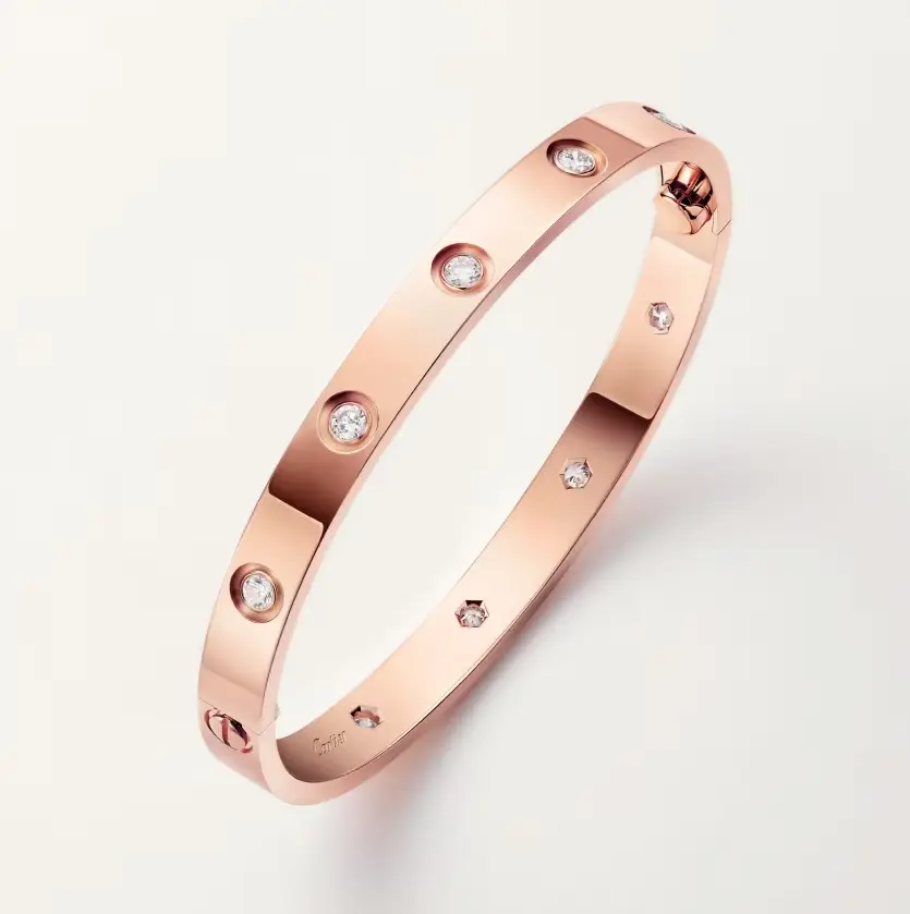 Pre-owned Cartier Love Bracelet Classic Model, 10 Dias, Rose Gold, Non Full Set