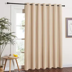 Extra Wide Patio Door Curtain - Energy Efficient & Noise Reducing Thermal Insulated Grommet Drapes for Sliding Doors, Guestroom Use (Biscotti Beige, W100 x L84)