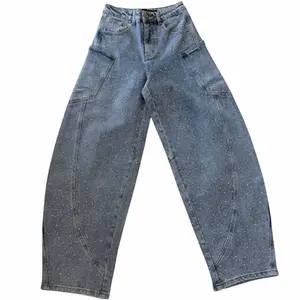 Denim Full Bling Cargos - Full of Bling Bling Pants Womenswear Bottom Trouser