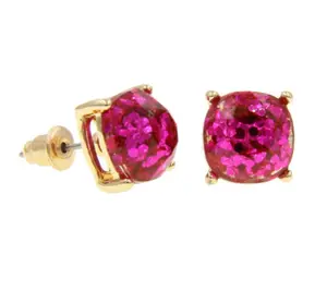 E94- Rainbow Square Glitter Sequin Stud Earrings!