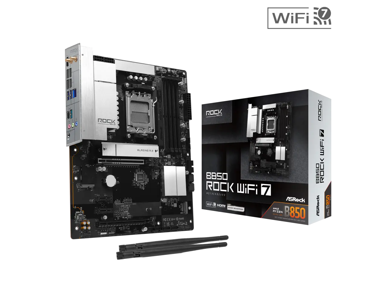 AMD B850 Rock WiFi 7 AM5 AMD B850 ATX Motherboards AMD B850 Rock WiFi 7 AM5 AMD B850 ATX Motherboards