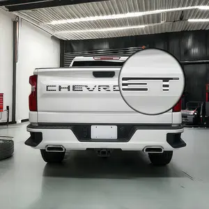 tailgate letters badges exterior accessories Compatible with 2019 2020 2021 2022 2023 2024 2025 Chevy Silverado Tailgate Accessories strong 3m adhesive Anti FadeCoating Black American flag