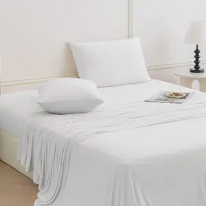 StretchSnug Sheets Set  Size - Stretchy Sheets Deep Pockets, No Slip Stay on Bed, Firm & Tight with Corner Straps - 4 count Sets, White,