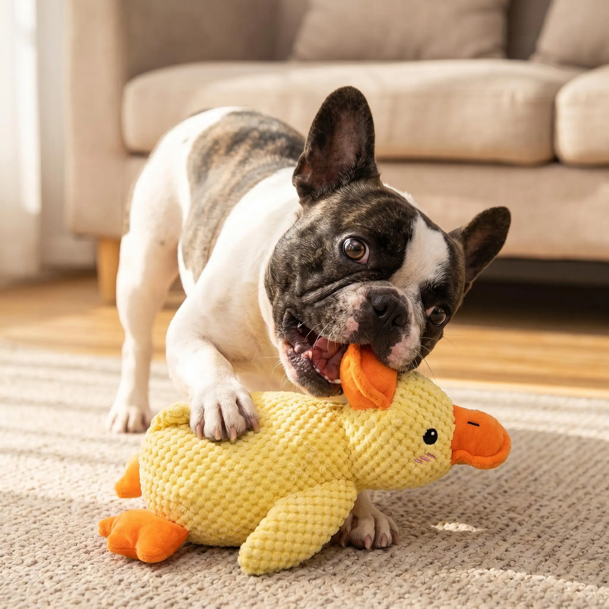 Squeaky Plush Duck Dog Toy, Interactive Chew Toy for Puppies & Small Dogs, Soft Stuffed Duck Toy with Squeaker for Teething