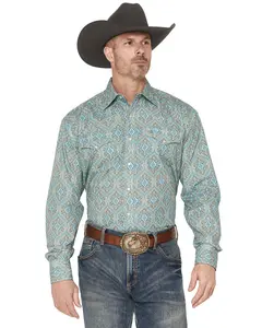 Stetson Men's Men'S Medallion Print Long Sleeve Snap Western Shirt - 11-001-0425-2002