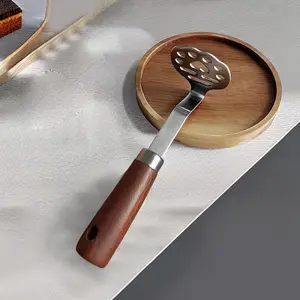 Stainless Steel Mini Masher · 1pc of a That Can Stand Upright - Featuring a Wooden Handle · Ideal for Mashing Potatoes, Beans, And Vegetables · Measuring 6.1×2.12 Inches