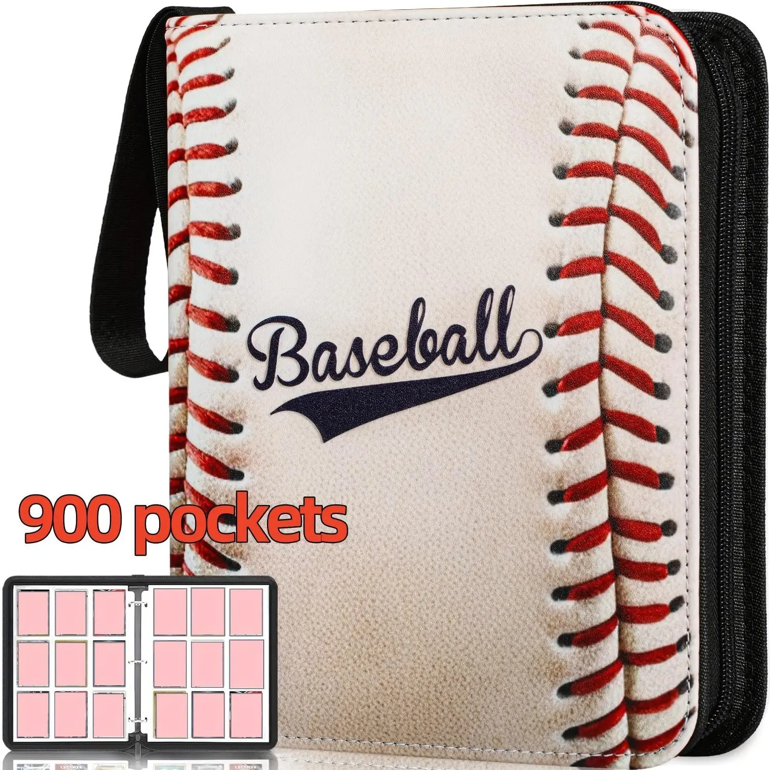 900 Pockets Baseball Card Binder, 2025 Sports Trading Card with Sleeves Holder Album, Baseball Card Holder Sheets Display Storage Protectors for Collectors Gift.
