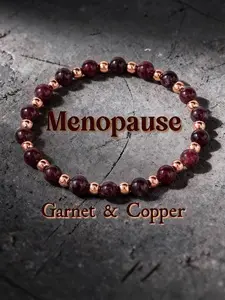 Natural Hematite & Carnelian Bracelet, Menopause Balance Relief Beaded Bracelet, Nickel-Free Bohemian Energy Stone Jewelry for Women