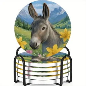 6-Piece Cup Mat Set, Anti-Slip Ceramic Material, Ideal for Coffee & Beverage Use, Home & Restaurant Decor, Perfect Gift Choice