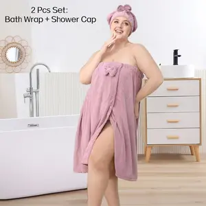 2pc Bath Skirt and Cap Set, Butterfly Knot Decoration, Reusable, Breathable, Warm, Suitable for Home, Travel, Sauna, Spa, Gift Idea