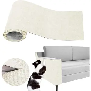 Scratch Couch Furniture Protector, Adhesive  Scratch Pad Deterrent for Furniture, DIY Climbing  Scratcher Couch Protector from  Claws  for Indoor (OffWhite, 39.3x15.8Inch)