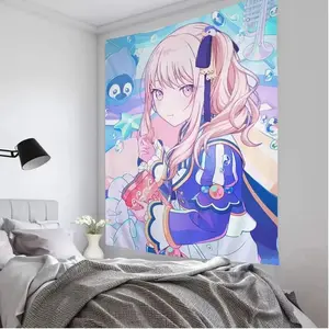 Kawaii Akiyama Mizuki Japanese Tapestry, Bohemian Wall Hanging, Cute Core Room & Aesthetic Home Decor