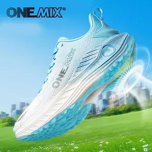 ONEMIX Unisex Tech Runner Sneakers White Air Cushion Training Shoes with Gaca Technology for Road Running Jogging Gym & Summer Sports