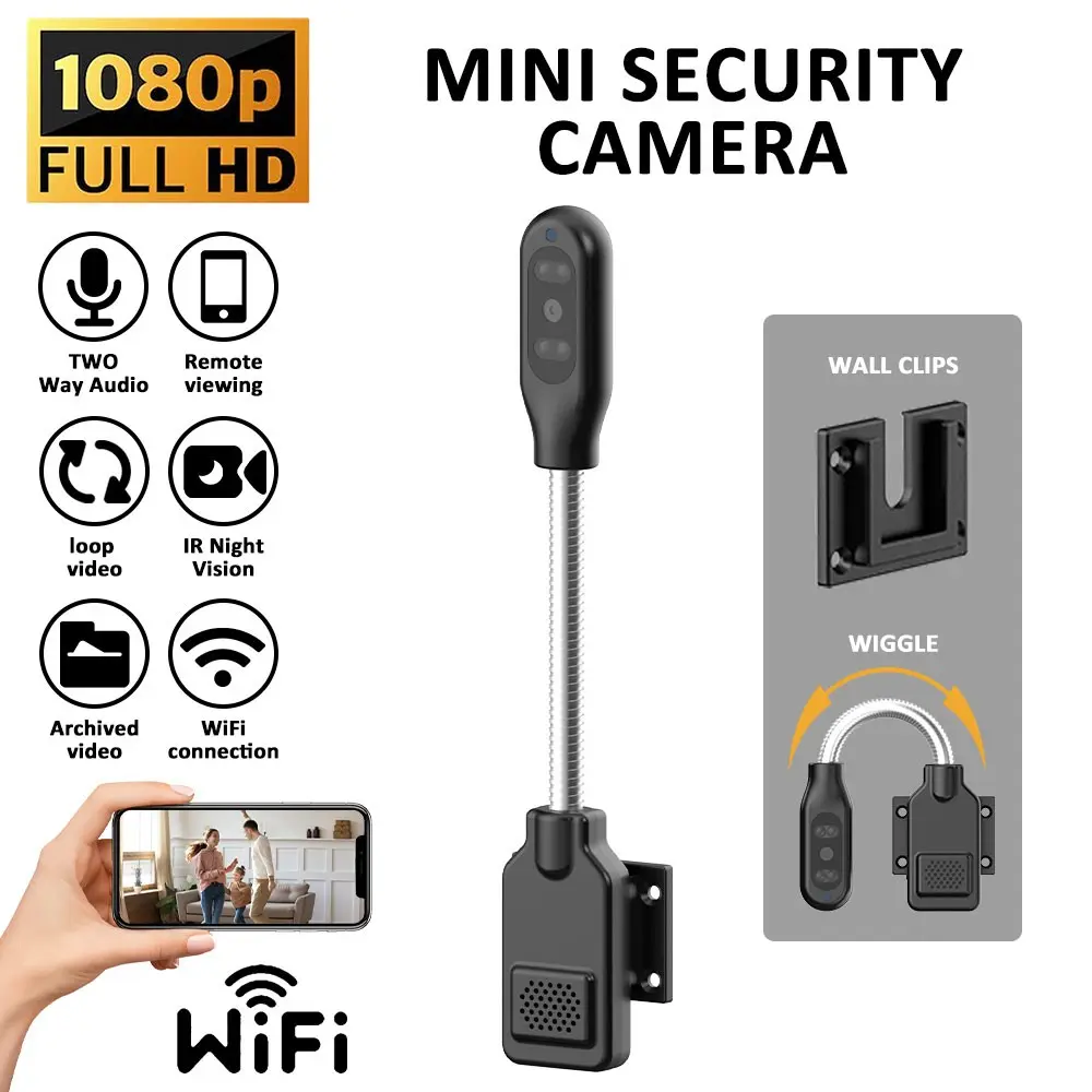 1080P Mini WiFi Security Camera with Night Vision & Motion Detection, Indoor Nursery Infant Baby/pet Monitor, 2-Way Audio, Dual-Band, USB Powered