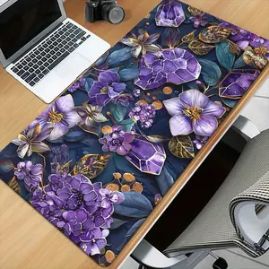 High Quality 1Pc, Purple, Purple Flowers, High-Definition Printed Desk, Multifunctional XXL Mouse Pad, Keyboard Gaming Mouse Pad, Office Computer PC Gamer Desk
