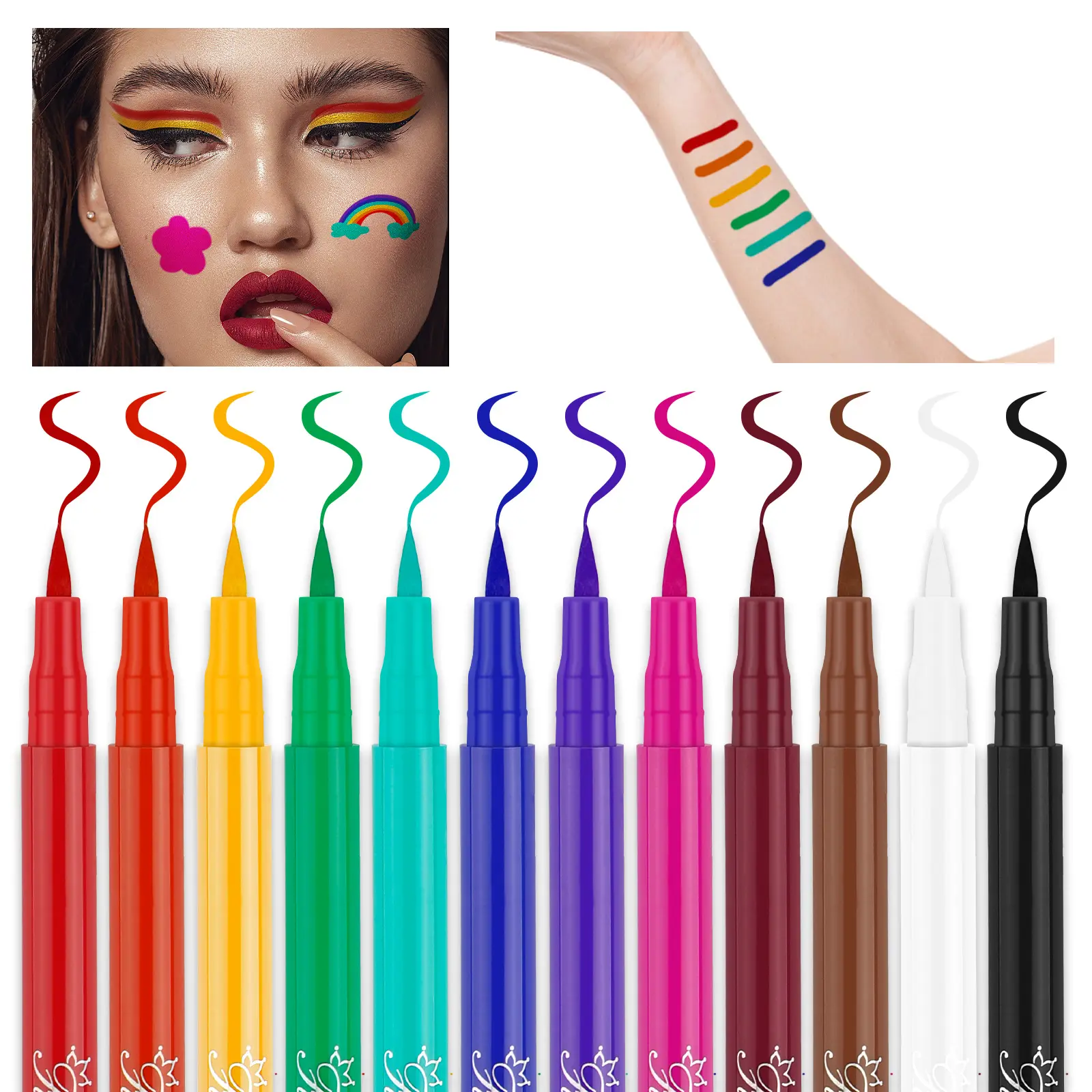 Eyeliner & Lipliner Pencil Set, 12-Pack Assorted Shades with Shimmer, Waterproof, Creamy Glide-On Makeup for Beginners & Pros