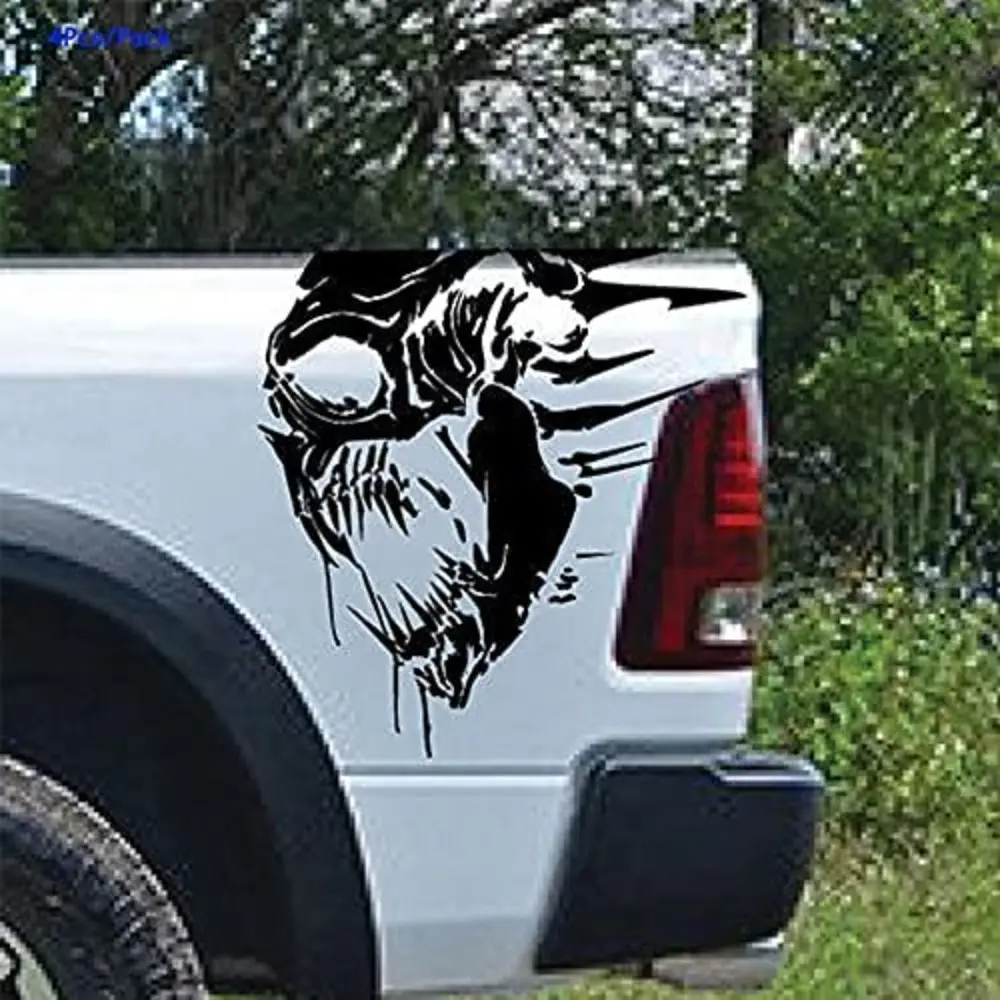 2Pcs/Pair Skull Sticker Decals for Trunk Pickup Grunge 2 Side Truck Vinyl Graphic Decal Bed Tailgate 2Pcs/Pair Skull Sticker Decals for Trunk Pickup Grunge 2 Side Truck Vinyl Graphic Decal Bed Tailgate