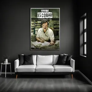 KHUBAWORLDWIDEASSOCIATION Pablo Escobar Print, Vintage Poster, Mafia Wall Art, Dollar Print Art, Money Wall Decor