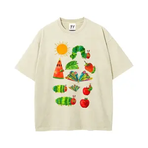 Vintage Washed The Very Hungry Caterpillar Shirt - Aesthetic Retro Graphic Tee, Oversized Summer Casual Top, NostalgiaCore Cotton T-Shirt for Women