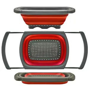 Colander Collapsible, Over The Sink Veggies/Fruit 6-Quart Strainers and  Colanders with Extendable Handles, Folding Strainer for Kitchen