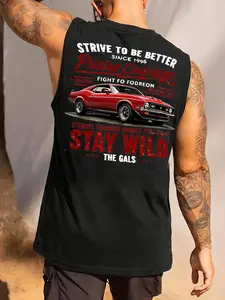 Men's Inspirational Racing Tank Top | "Strive To Be Better" & Classic Car Print | Relaxed Loose Fit | Breathable Lightweight Fabric | Ideal for Street Style & Daily Wear | Must-Have Car Lover Wardrobe Piece