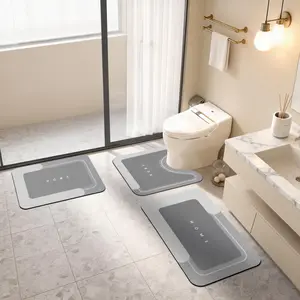 3PCS Absorbent Bath Mat Magic Rug Sets, Quick Drying Bath Mat Non-Slip Floor Rug Rubber Backed for Bathroom Kitchen Shower Sink