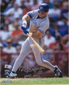 Roberto Alomar Toronto Blue Jays Autographed 8" x 10" Hitting Photograph with "HOF 2011" Inscription - Fanatics Authentic Certified