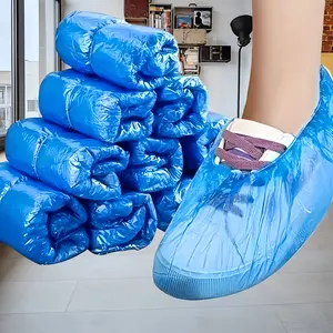 Sturdy and Durable Disposable CPE Shoe Covers - Pack of 100 Waterproof Dustproof Flexible Adult Size Easy On Off for House Tours Manufacturing Jobs Outdoor Adventures