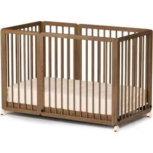JOYMOR 8 in 1 Convertible Crib with Changer, Include 2” Mattress, Converts to Bassinet, Mid Crib, Full Size Crib, Daybed,Toddler Bed and Playard (Crib)