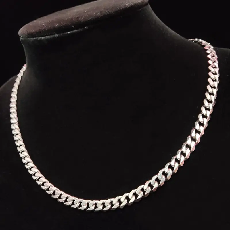 Unisex Stainless Steel Chain Cuban Link Design Necklace, Fashion Jewelry for Party, Daily Clothing Decor, Trendy All-match & Exquisite Jewelry for Birthday Gift without Box, Stainless Steel Necklaces