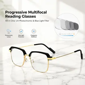 Photochromic Blue Light Blocking Reading Glasses, Lightweight Classic Frame, All-Day Comfort, Sun Protection for Outdoor Use, Reduces Screen Time Strain