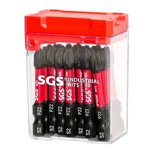 Industrial Grade S2 Steel Magnetic Screwdriver Bit Pz2, Screwdriver Bits Set, Anti-Slip Design, Portable Storage Box, Durable Impact Resistant Tool
