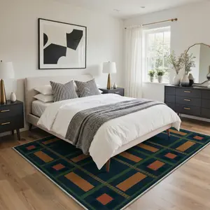 【Summervibes】GENIMO Rug – Machine Washable, Pet Friendly, Non-Slip Floor Rug, Soft Area Carpet, Ideal for Living Room, Bedroom, Kitchen, Hallway ,ARM025-DARK BLUE