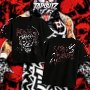 TAPOUTZ PENTA Cero Miedo Heavy Cotton WWE Double Sides Unisex T-shirt For Wrestling Fan Apparel Menswear Womenswear Gift For Fans DTG Breathable Printing Classic Soft