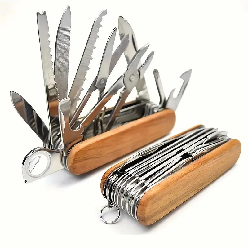 Sports & Outdoor Stainless Steel Multi-Tool Set with Plastic Accessories - Folding Knife, Screwdriver, Bottle Opener, Scissors, Pliers - Ideal for Camping, Emergency Use, Men's Birthday/Christmas Gift