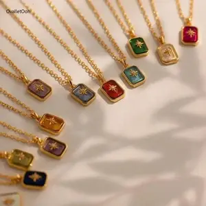 North Star Birthstone Necklace with Custom Gemstone Celestial Pendant, Minimalist Polished Star Jewelry for Daily Wear & Special Occasions