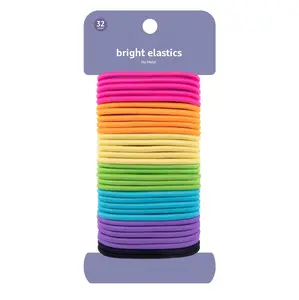32 Count Ponytail Hair Ties  Bright 4mm Elastic Bands | Strong No-Slip Hair Elastics for All Hair Types, Everyday Styling & Sports Use