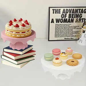 Wedding Dessert Tray Decorative Plastic High Foot Cake Plate, European Style Display Stand for Birthday Party Setup, Elegant Event Accessory