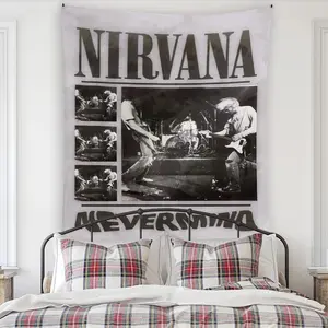 Tapestry, Vintage Rock Band Pattern Tapestry, 1 Count Rock Band Tapestry, Aesthetic Wall Hanging for Bedroom Living Room Dorm Room, Home Decoration, Tapestry Wall Mural