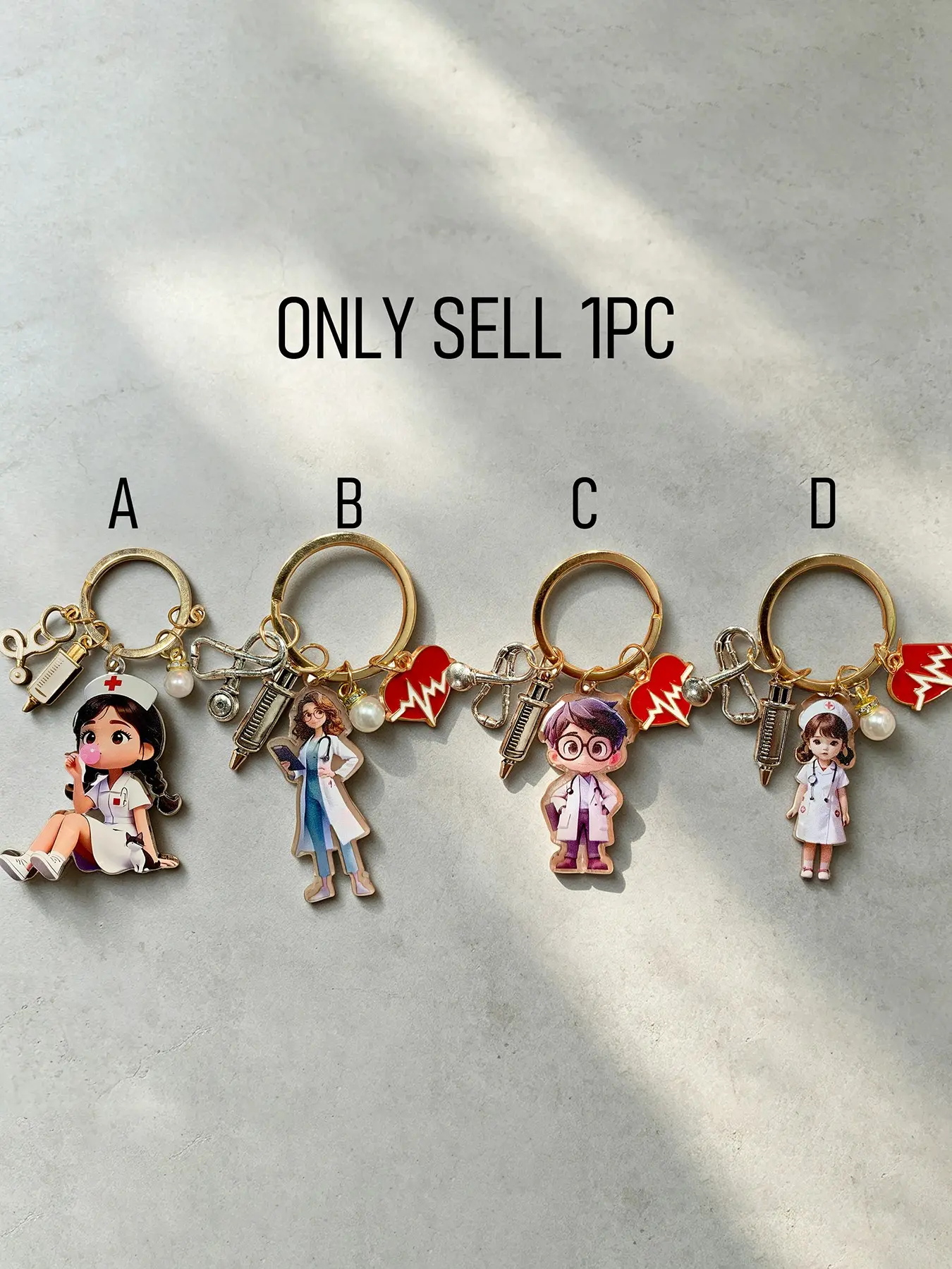 Durable Alloy Nurse Keychain, Cute Cartoon Design, Multi-Functional Accessory for Backpacks, Keys, Wallets, Perfect Employee Gift