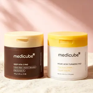 Medicube Brightening Skin Care Pads, 2% Niacinamide Vitamin C Hydrating Toner Pad & Kojic Acid Turmeric Exfoliating Pad for Yellow Dull Skin & Post-Acne Marks